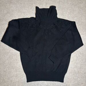 Vintage Ossi Skiwear Black Turtleneck Wool Sweater M